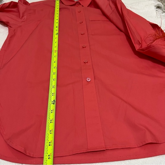 J. Crew Collection Feather-Trim Poplin Button Down Shirt in Coral Women’s Size 4 - Picture 10 of 11